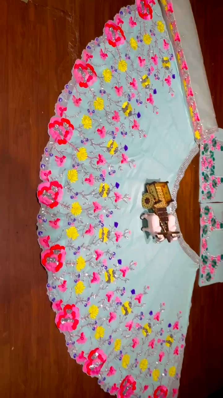 [PRE-ORDER] Semistitched Faux Georgette With Heavy Sequence Design Embroidered Floral Lengha ( Delivery 15 days )