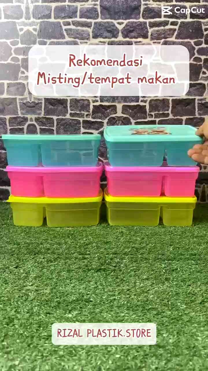 isi 6pcs kotak makanan sekat 4 / tempat makan plastik / lounch box giant yoyo star