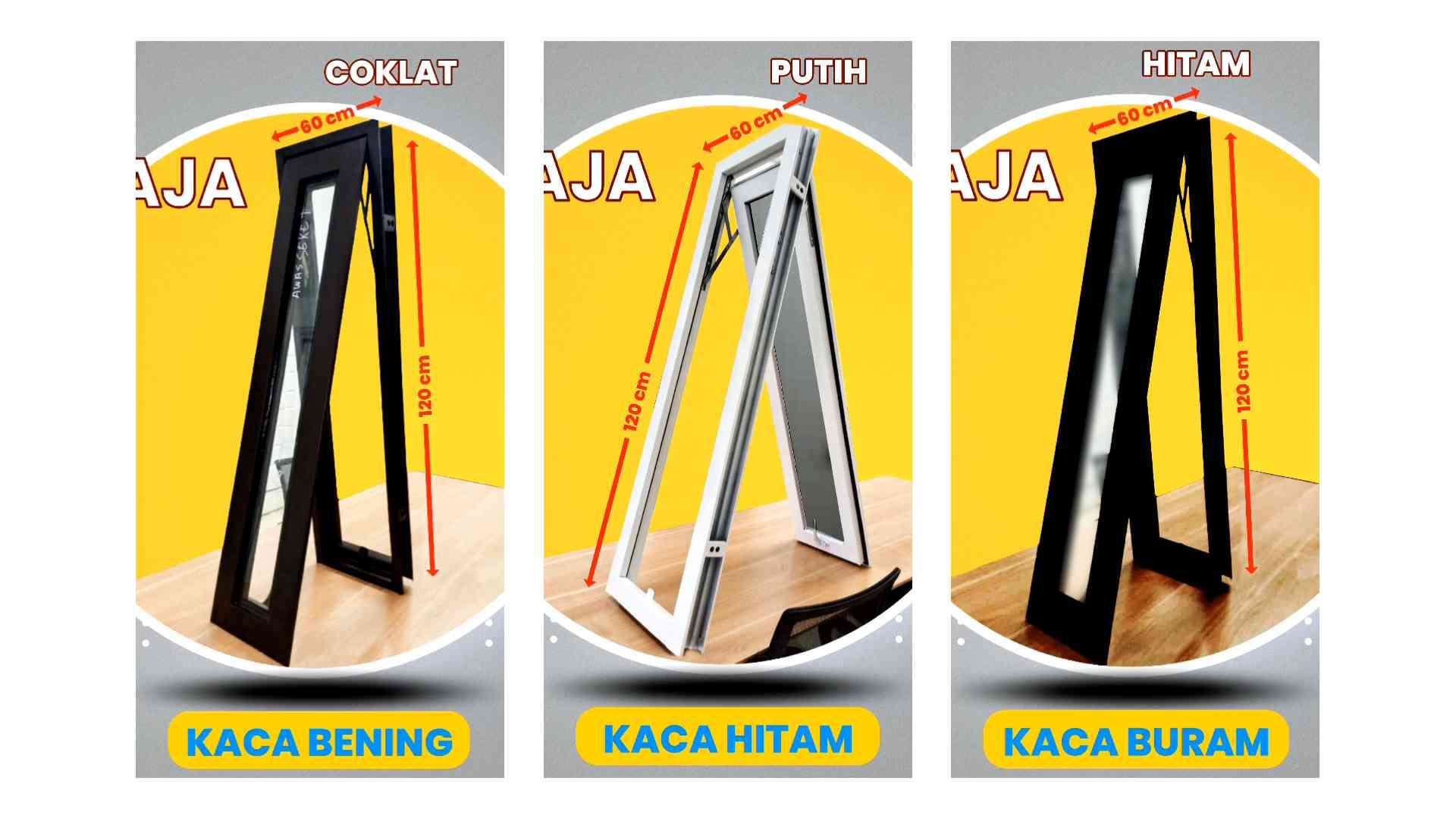 Jendela dan kusen baja Berkualitas Full 1 set 60 x 120 Cm Hitam doff