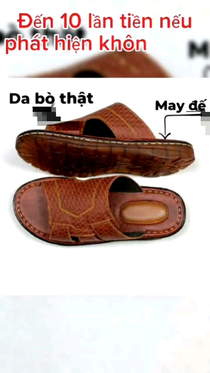 Dép Da Nam Da Bò Thật Dép Quai Ngang Nam Thời Trang DM086 Đế Cao 3cm may đế siêu bền