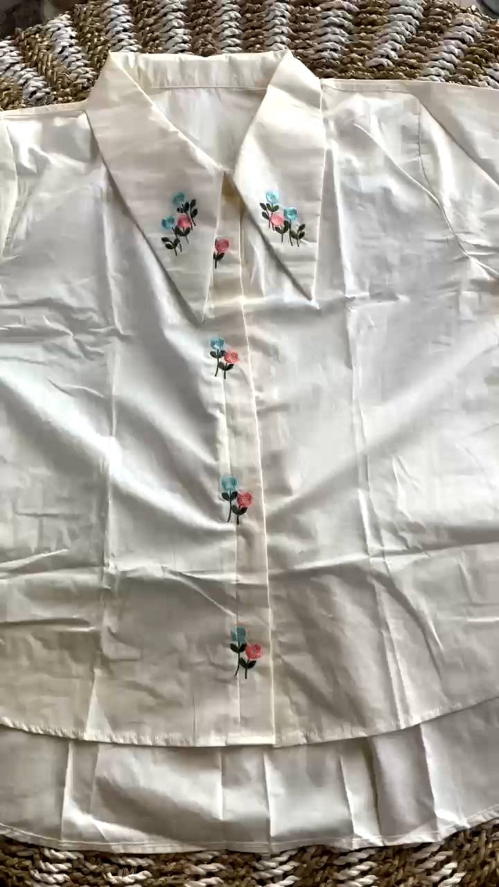 LALUNA KEMEJA WANITA BAHAN POPELIN PREMIUM / KEMEJA BORDIR / LD 112 PB 65 CM