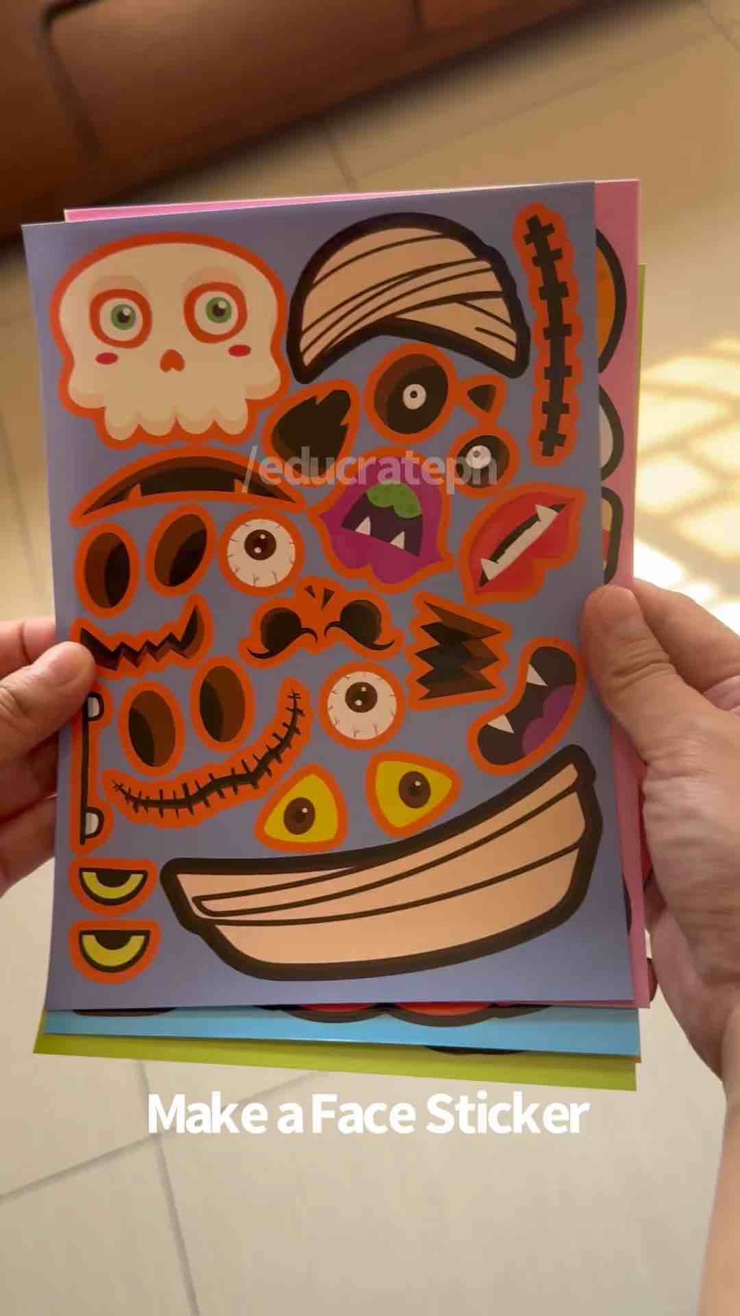 EducratePH 6 sheet Make a face sticker / decorate your own face sticker unicorn halloween Christmas animals