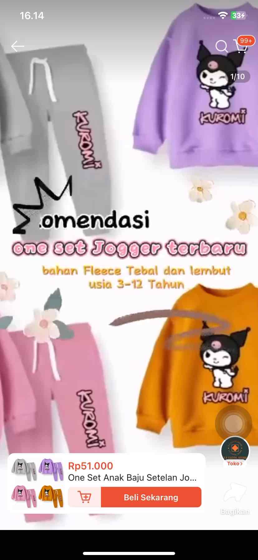 Setelan Anak Kiromi Setala: Bahan Flece Anak Perempuan