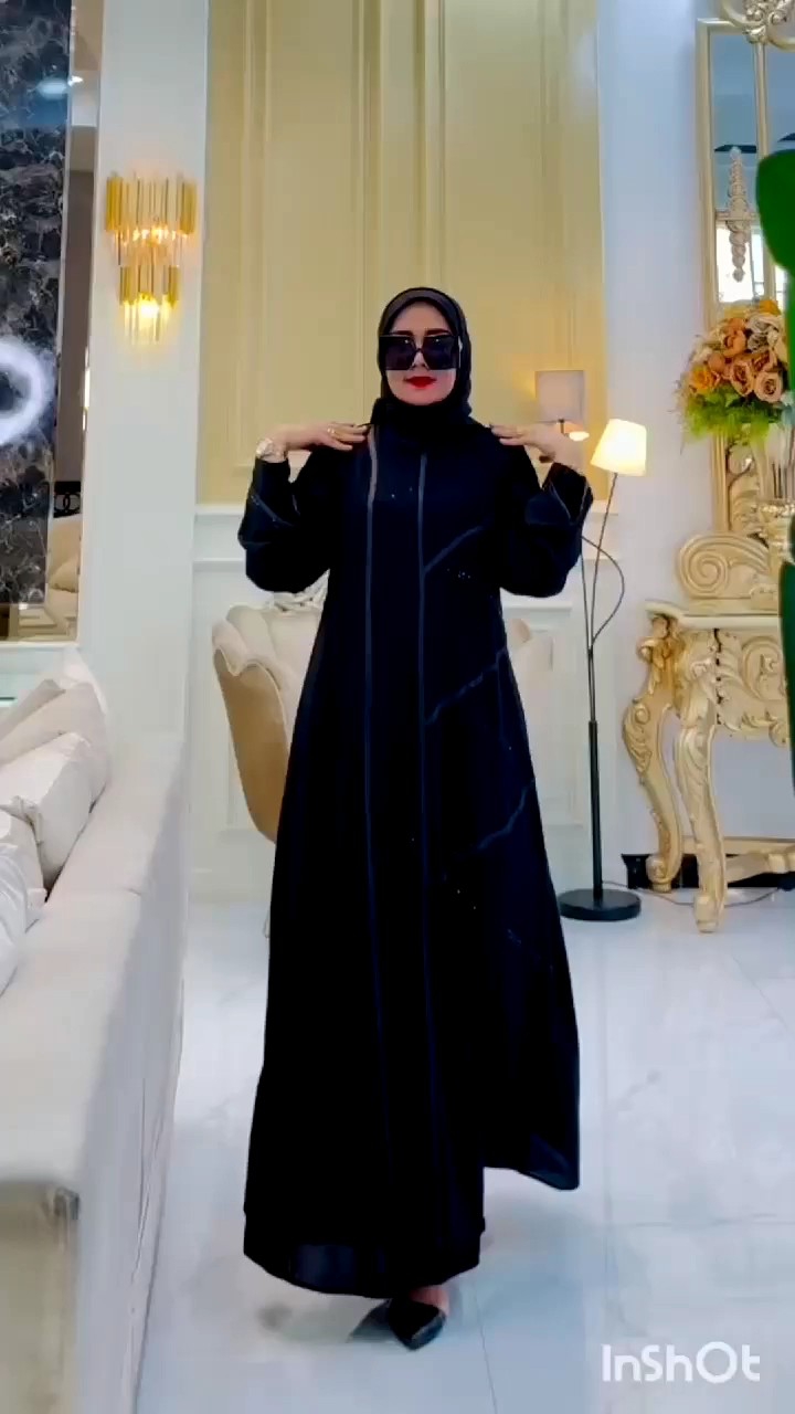 Umi Fashion 31 - Gamis abaya hitam list kecil untuk pesta umroh nikahan haji lebaran diorder yuk
