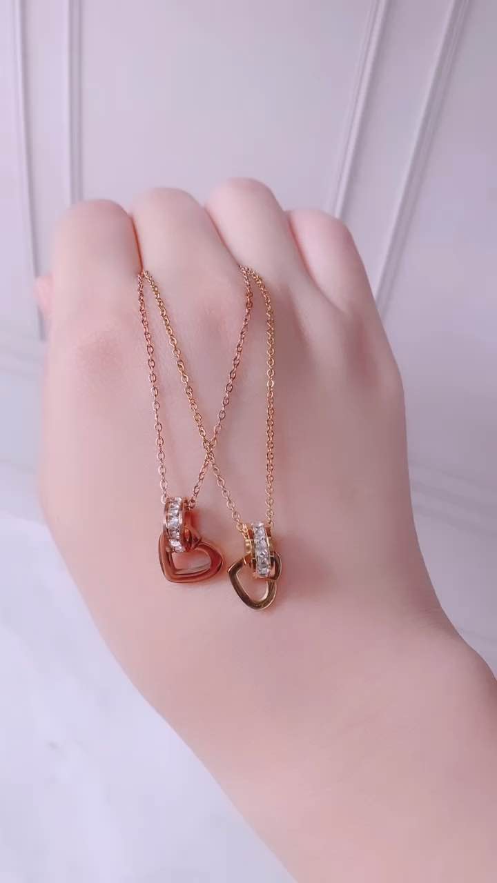 Kalung Rantai Tipis Love Kait Permata Titanium Perhiasan CXA25062401