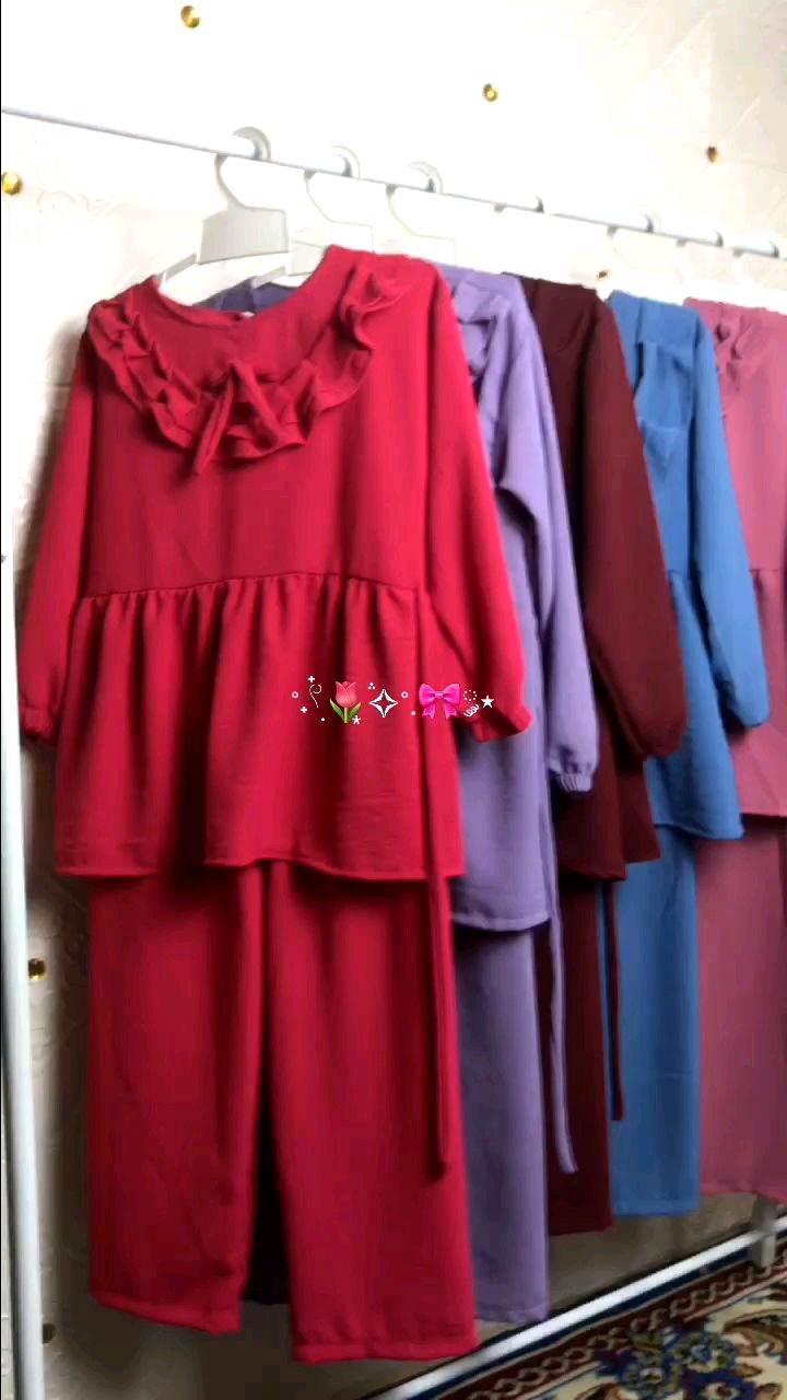 SETELAN ANAK PEREMPUAN BAHAN CRINGKLE UNTUK ANAK USIA 6-10TAHUN