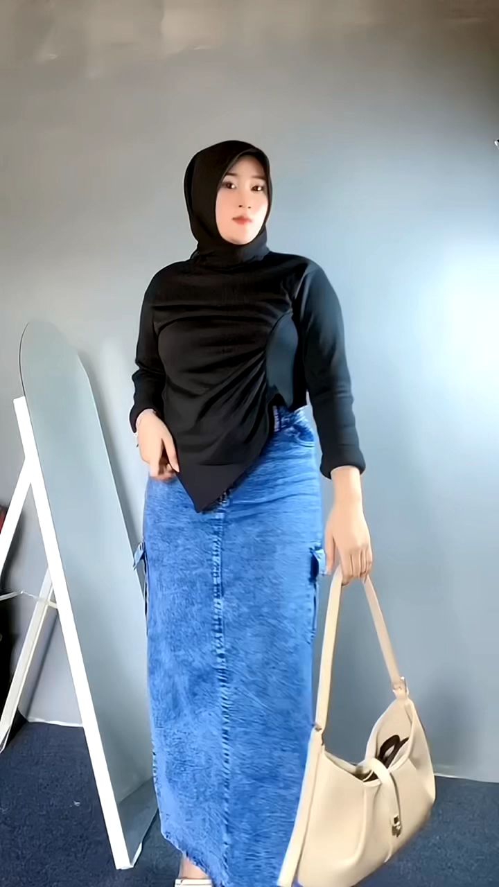 Rok Cargo Jeans Highwast // Skirt Rok Kargo Denim Wanita Span Cargo Standard