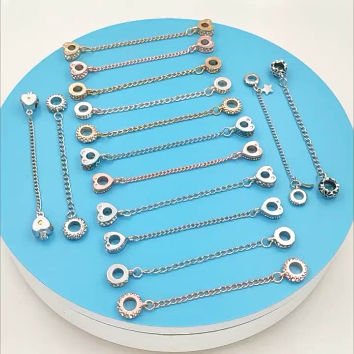 Aksesoris Gelang Pandor4 Motif Bulat Bintang-Star Safety Chain Charm 100% 925 Sterling Silver-Hiasan Gelang Pandor4 Rantai Silver - Liontin Gelang Pandor4 Motif-s925