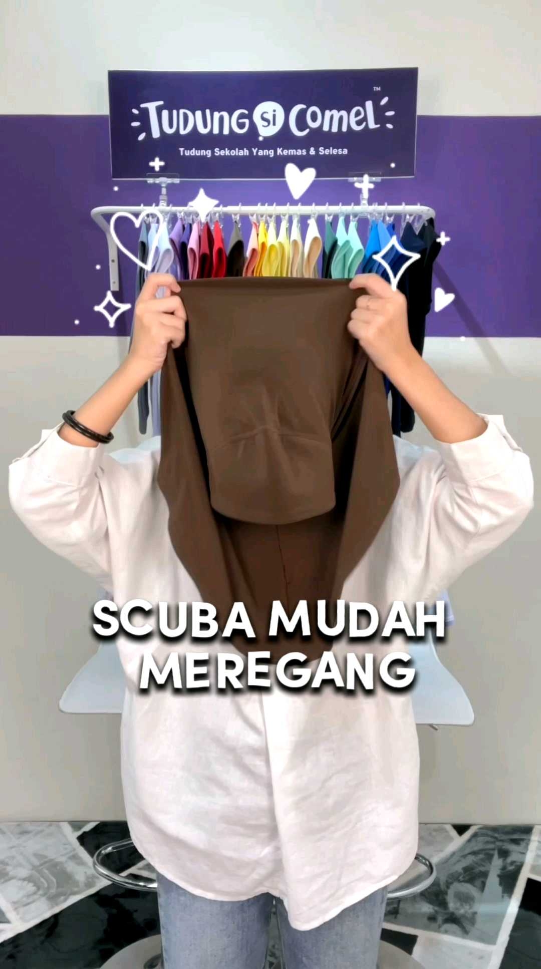 Set B AWNING SCUBA Tudung Sekolah TUDUNGSICOMEL awning onpoint less iron