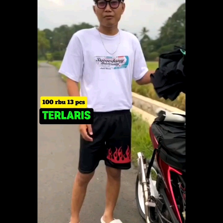 (50 RIBU 5 PCS) PROMO CELANA KOLOR PENDEK MOTIF API / PRIA WANITA BOXER BLACK ON FIRE