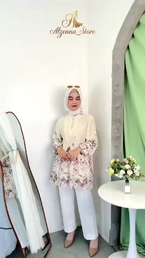 Alzenna - muna blouse plisket | atasan ceruti babydoll premium