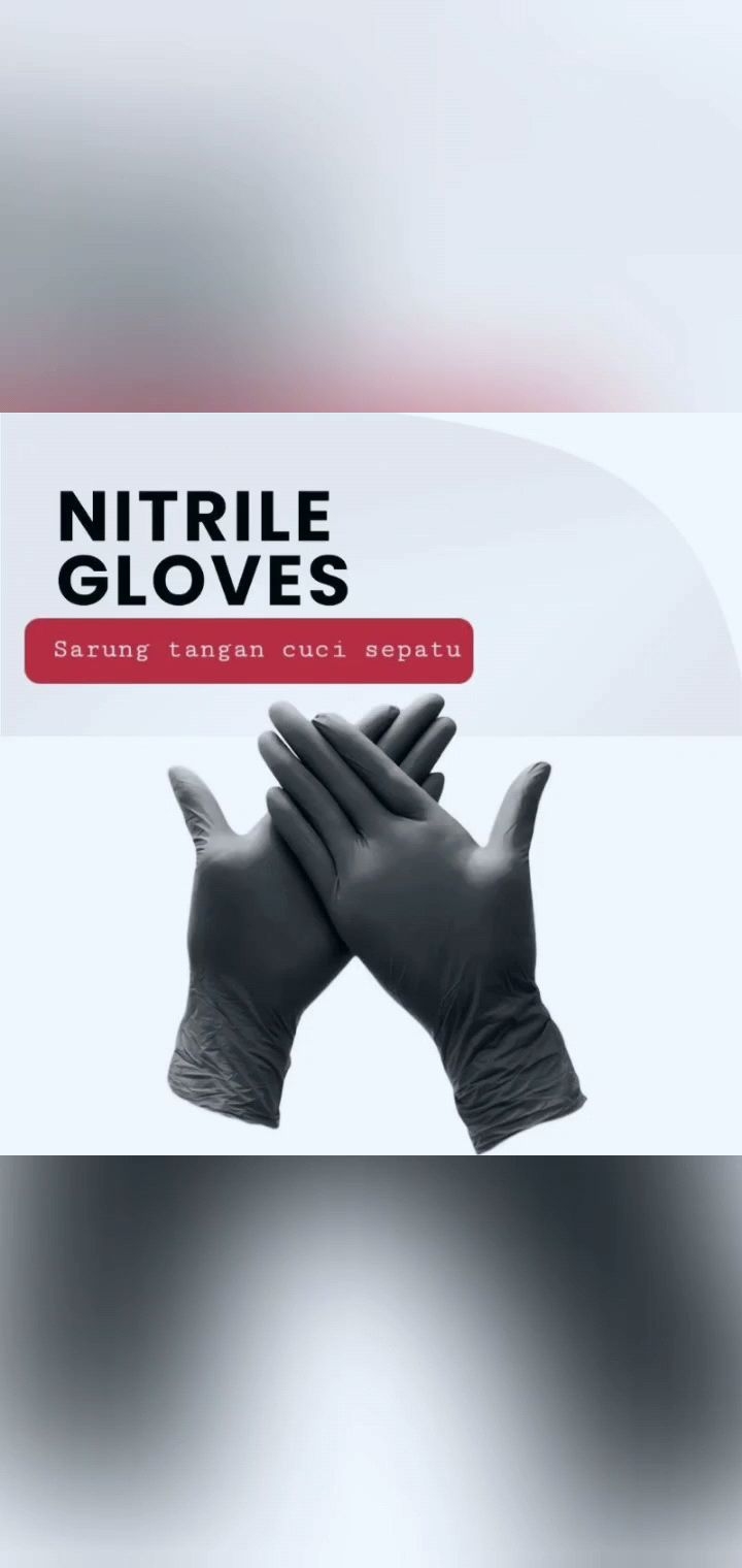 Sarung Tangan Karet Hitam Untuk Pelindung Cuci Sepatu / DetailingNitrile Glove - Kilap Premium I Sarung Tangan Nitrile Safe Gloves