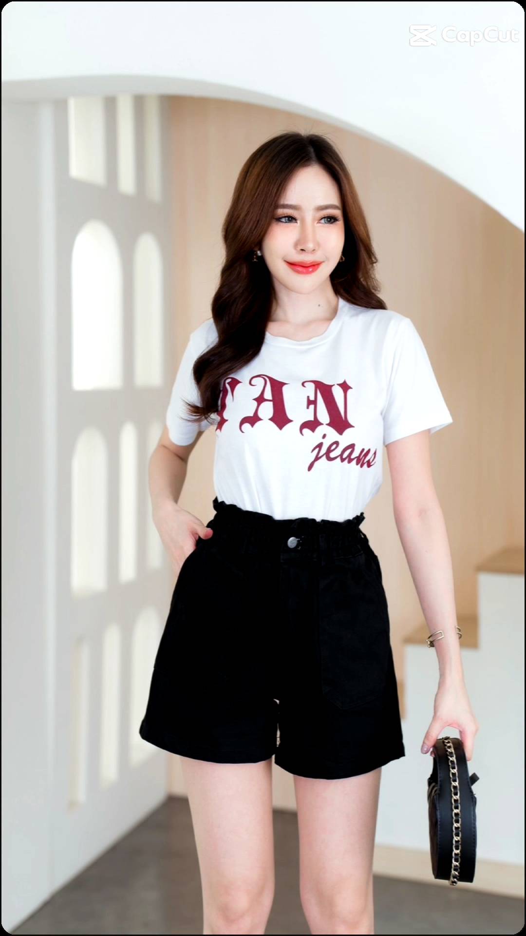 🖤กางเกงขาสั้น เอวจีบยางยืดงานแฟชั่นงานน่ารักมากกก งานกระเป๋าด้านหน้า