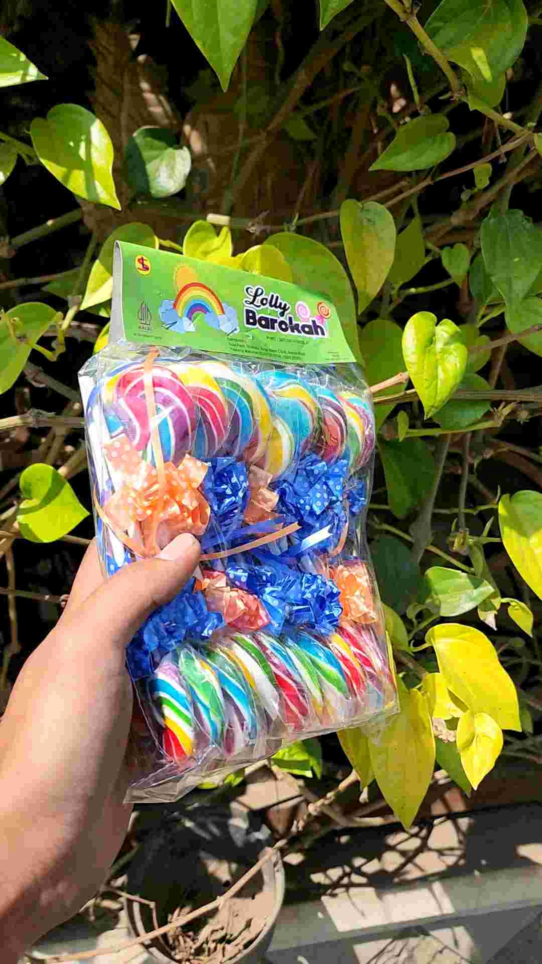 PERMEN LOLIPOP PELANGI BULAT UKURAN 45 CM PITA