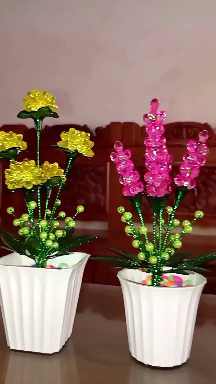 bunga akrilik (pot bunga akrilik) 1 set murah
