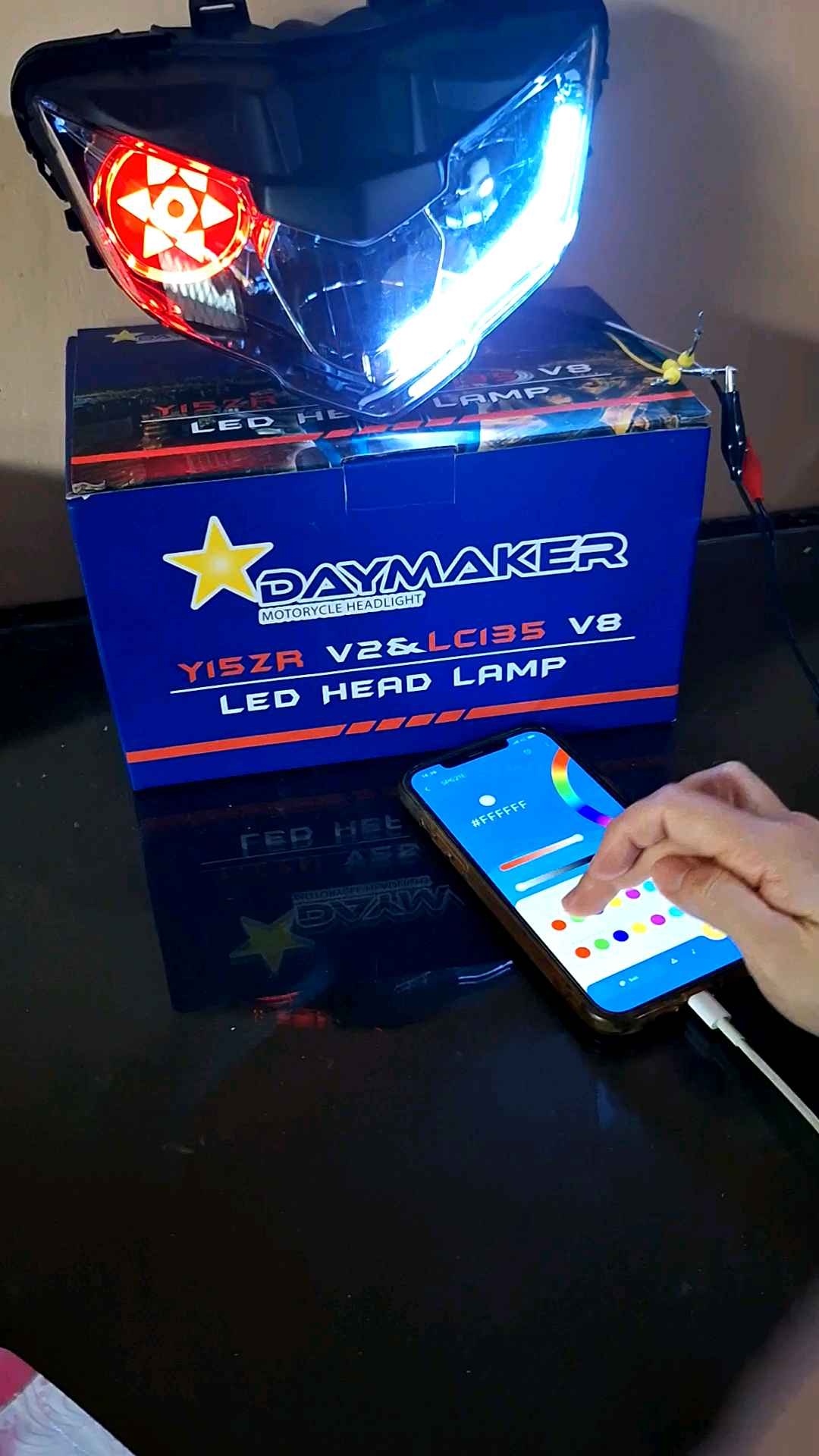 lampu depan mx new 135 v8 mx king 150 rgb daymaker / headlamp y15zr v2 lc135 v8 / reflektor set mx 135 v8 dan mx king 150