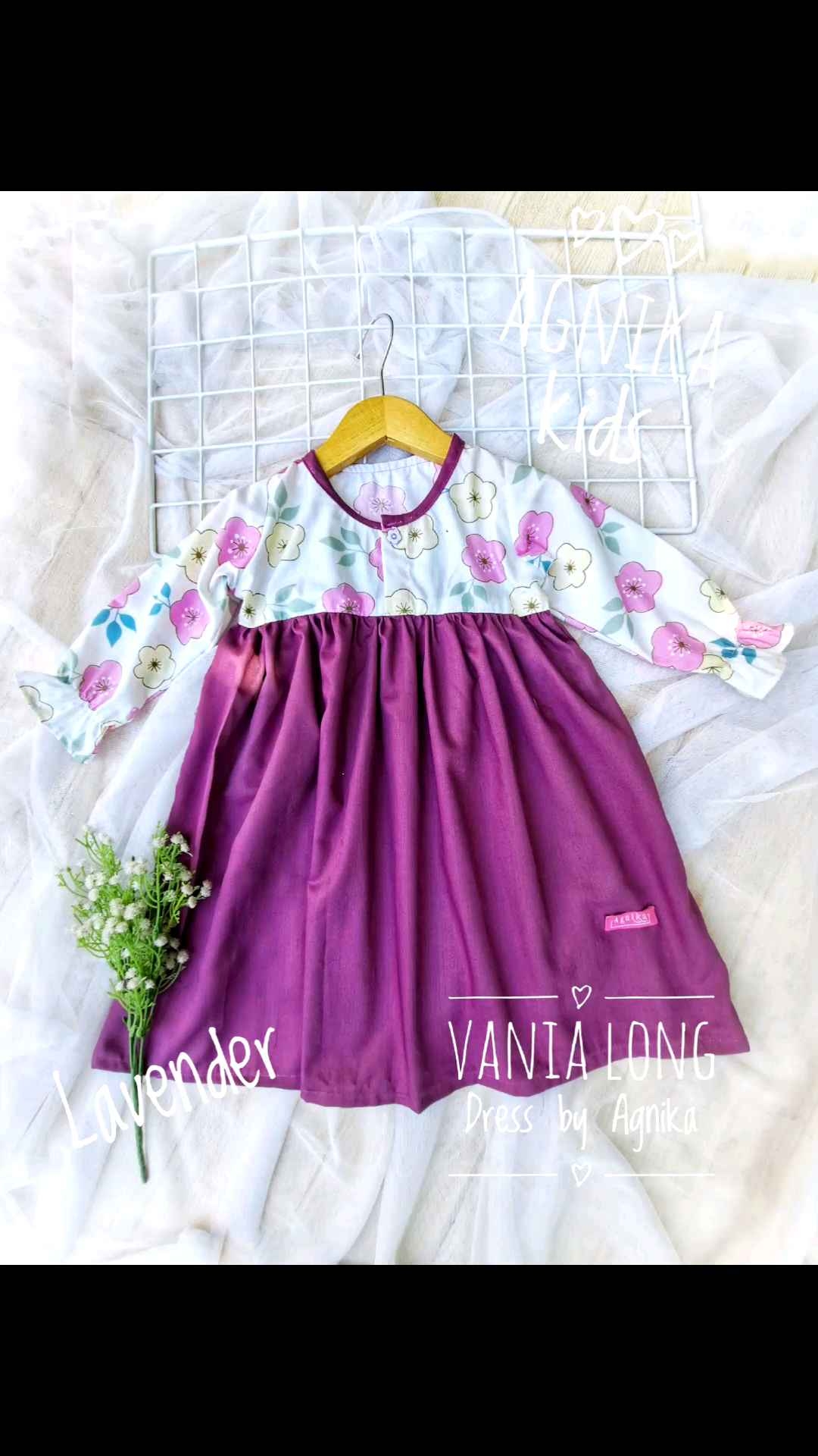 Vania Long Dress baby by Agnika ( 100% REALPICT ) bahan katun Premium mix Katun Toyobo