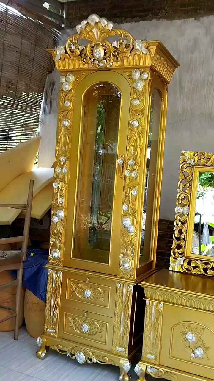 Lemari pajangan set lemari hias  kayu jati