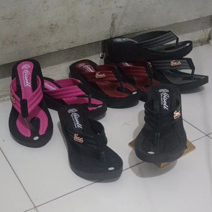 Sandal wedges spon jepit balok