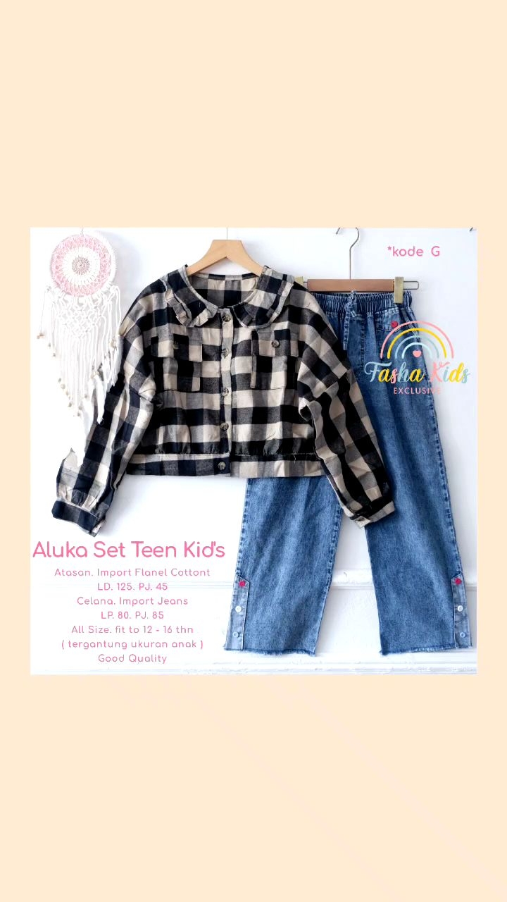 (( TERBARU • READY STOK )) QIRA SET BLOUSE KEMEJA FLANEL ANAK BY FASHA // SETELAN KEMEJA REMPEL ANAK // BAJU ATASAN DAN CELANA JEANS ANAK 6-10 TAHUN //