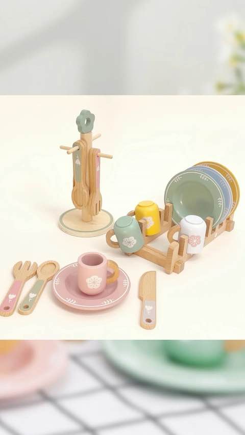KABI My Little Dinnerware: A Wooden Kitchen Playset for Imaginative Play