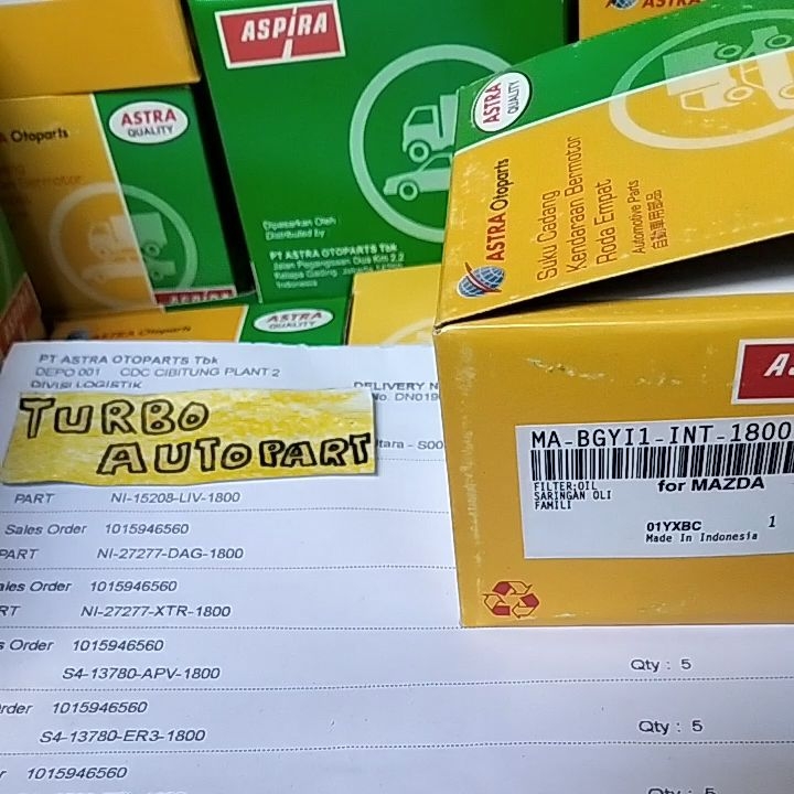 FILTER OLI OIL FILTER MAZDA 2 MAZDA 3 FORD LASER FORD FIESTA MEREK ASPIRA ASTRA 100% ORIGINAL