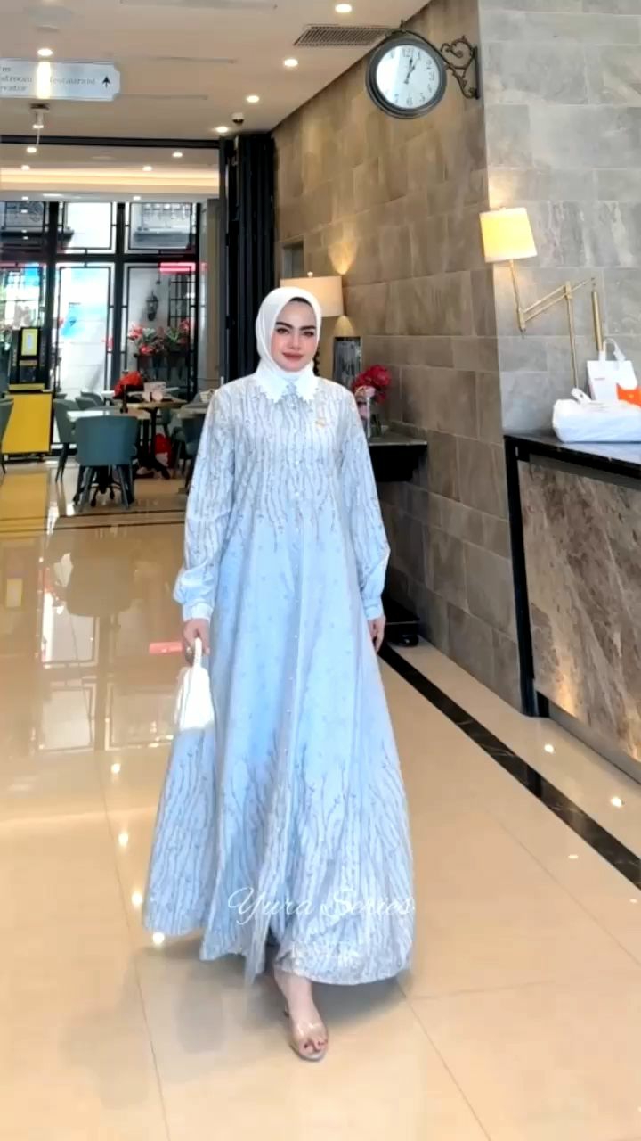 Gamis Motif Simple Produk Kwee Amore by Ruby Edisi Yura Series Dress Viral Kekinian