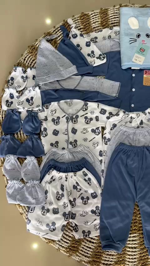 DENIM MICKEY paket perlengkapan bayi baru lahir 43pcs
