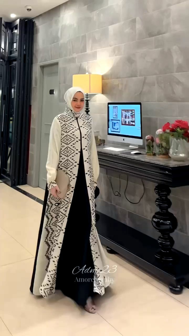 gamis set hijab motif terbaru kekinian ADM 23 Amore by ruby