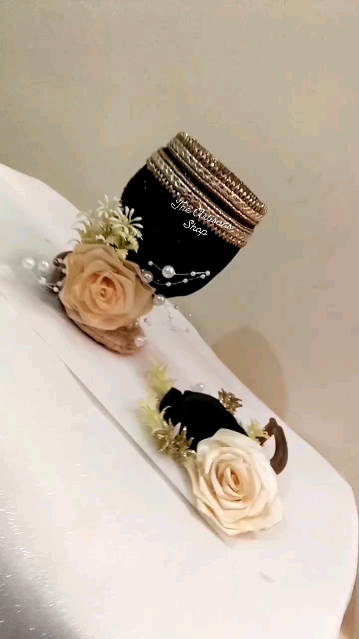 doodh pilai glass/ wedding accessories/ wedding glass/ glass with tray-black