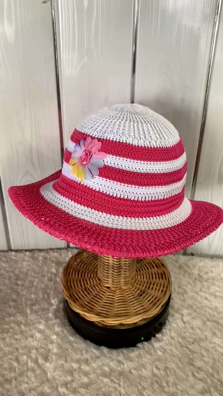 ALFATIH TOPI PANTAI ANAK MODEL BUCKET BAHAN RAJUT BENANG POLYSTER USIA 1-12 TAHUN/BUSANA ANAK PEREMPUAN