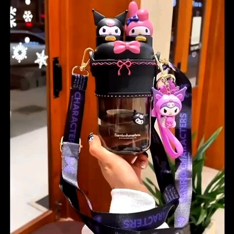 LS Botol Minum Anak Sanrio 3D 2in 1 Botol Minum Sedot Teguk 700ml kuromi Melody