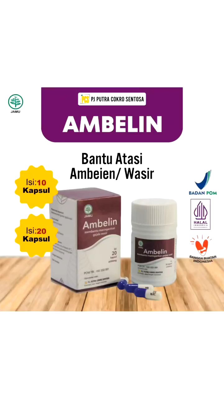 Ambelin (20 Kapsul) - Obat Herbal alami mengatasi Wasir Ambeien & Varises