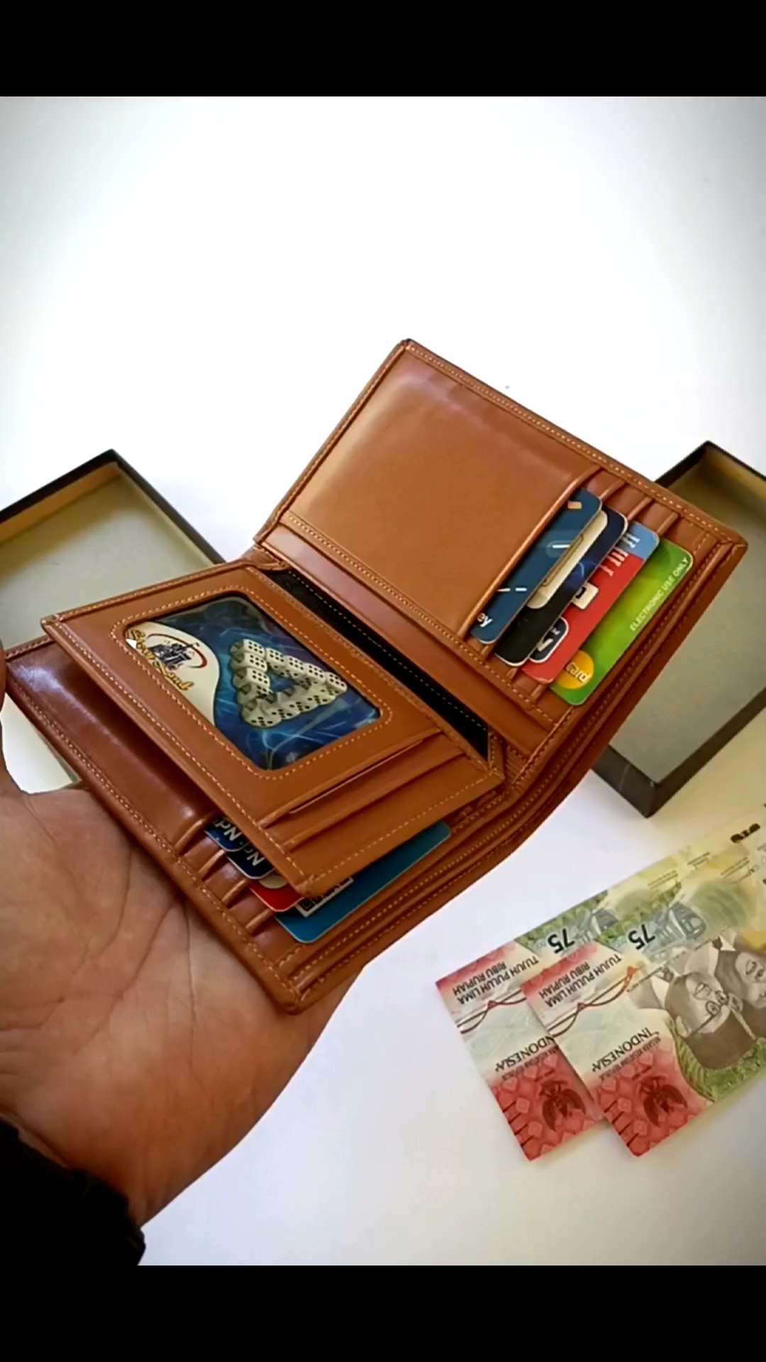 dompet kulit pria-leather premium-sapi pull up-dompet kartu 3/4-panjang-tanggung-polos-murah-garut-lipat-azeliashop-azelia shop