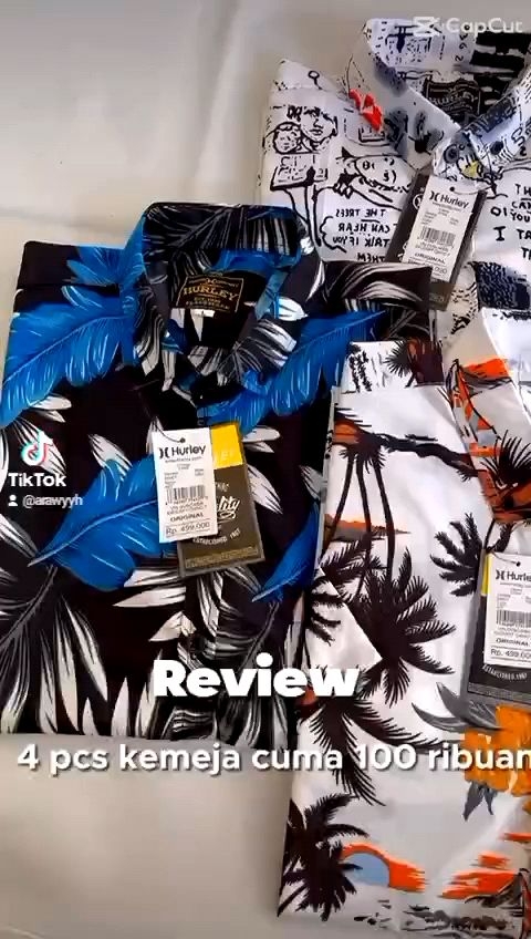 Promo 100 Ribu 4 kemeja pria motif pantai lengan pendek Hem surfing kemeja distro Kemeja Motif Terbaru