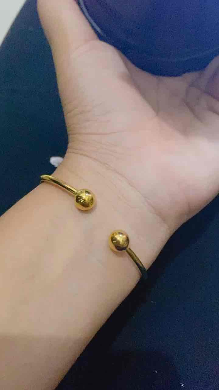 Gelang Bangle Flexible Boba Kecil Gold Titanium CXA270505