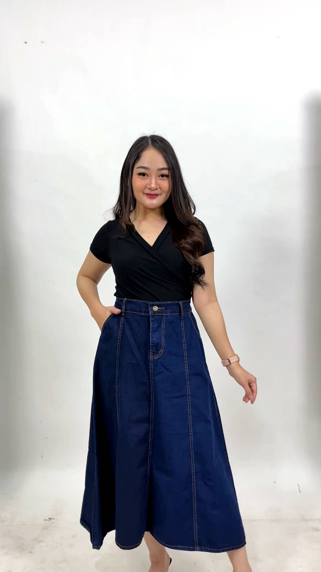 Rok jeans Korean style - rok denim 7/8 mayung - rok jeans Stretch - rok wanita jumbo