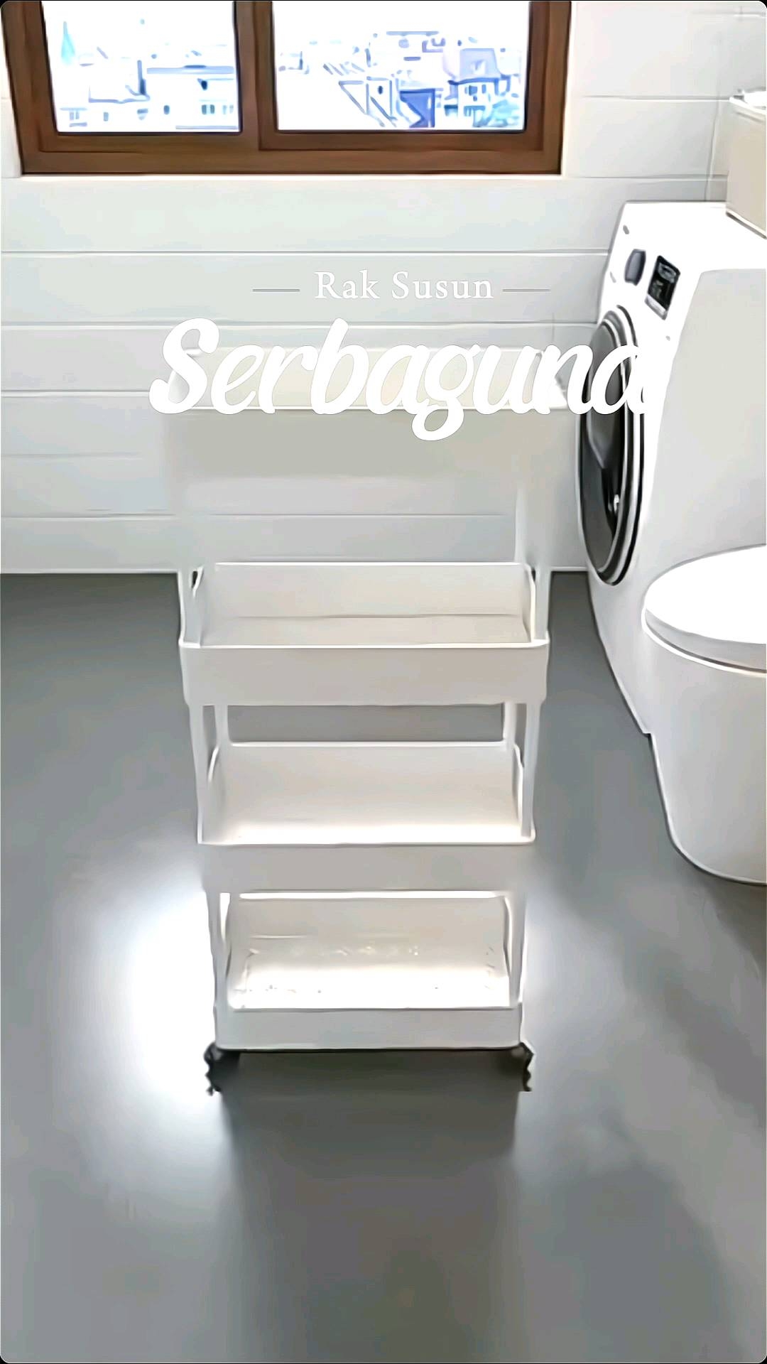 RAK SUSUN SERBAGUNA 4 TINGKAT RODA TROLI DENGAN RODA RAK KAMAR MANDI BAHAN PLASTIK PORTABLE RAK DAPUR RAK BUMBU