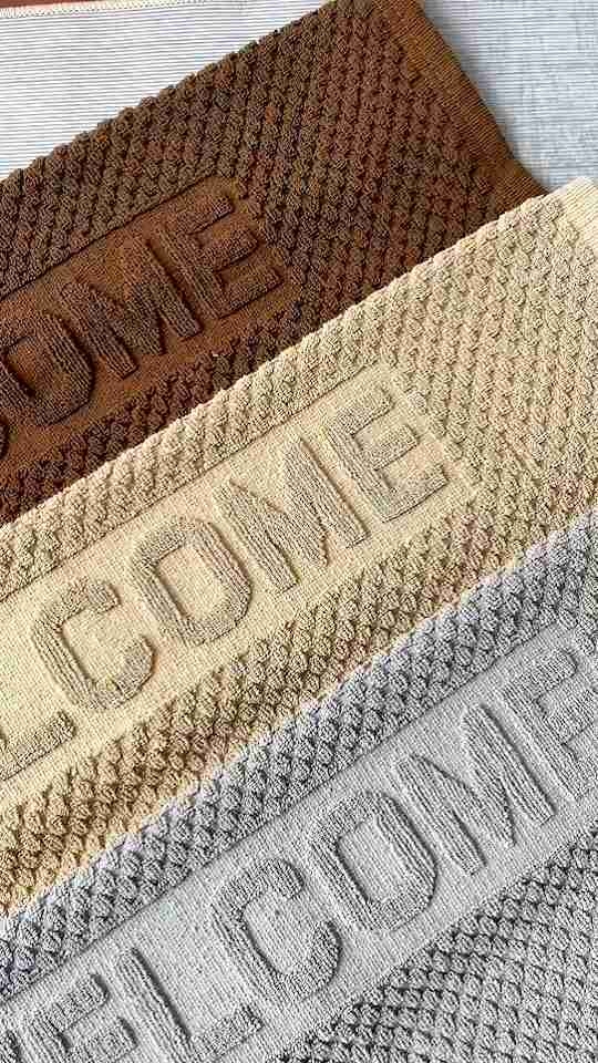 ผ้าเช็ดเท้า Welcome เนื้อผ้าขนหนู ผ้าเช็ดเท้าโรงแรม พรมห้องน้ำ