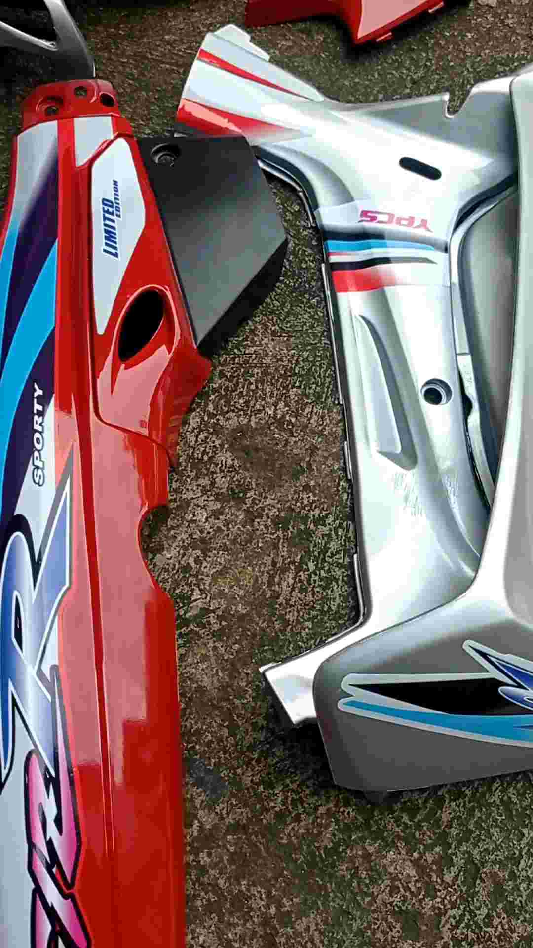 Body set Fizr custom striping Dual Tone biru warna merah silver limited edition.