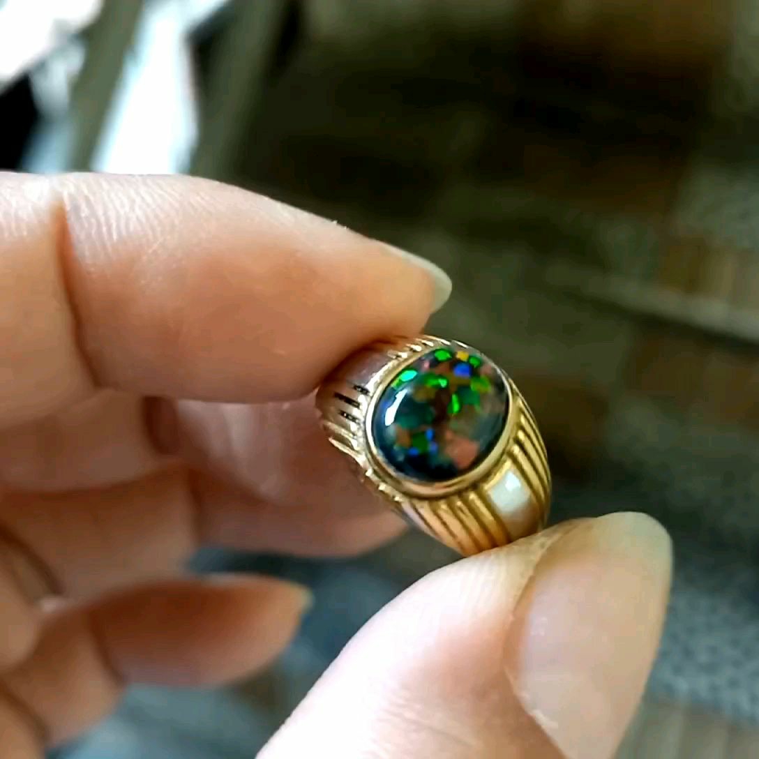 Cincin Batu Black Opal Super Jarong Minimalis