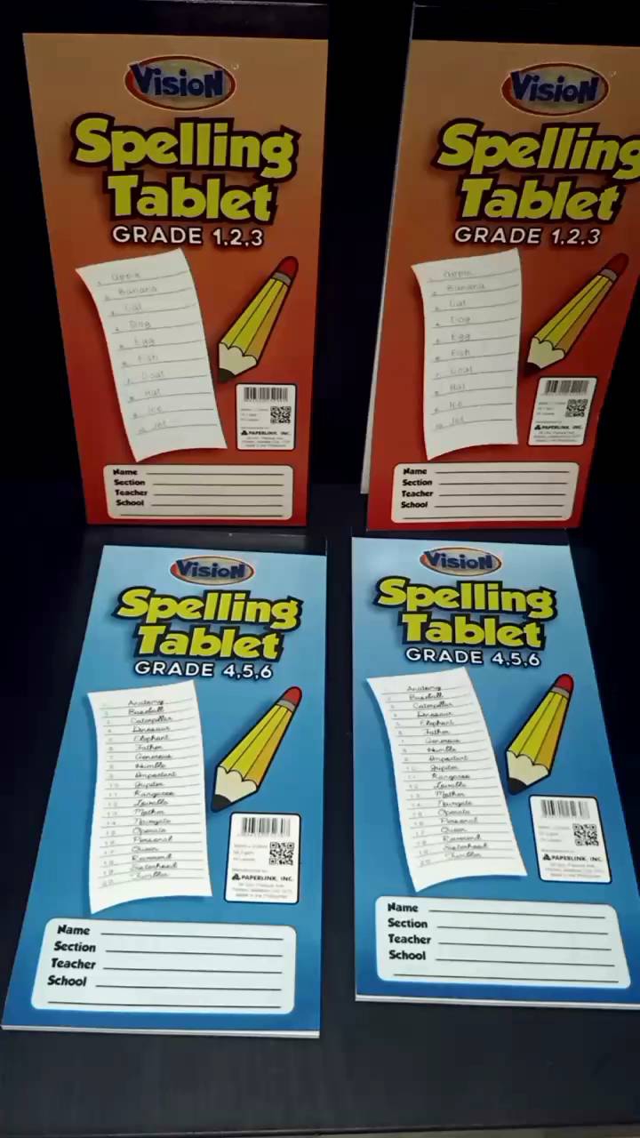 Spelling booklet for grades 1 to 3 and grades 4 to 5 sold per pad