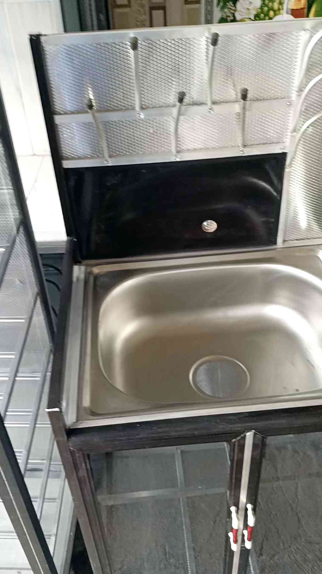 Rak kompor wastafel piring rangka full Hitam pintu 4