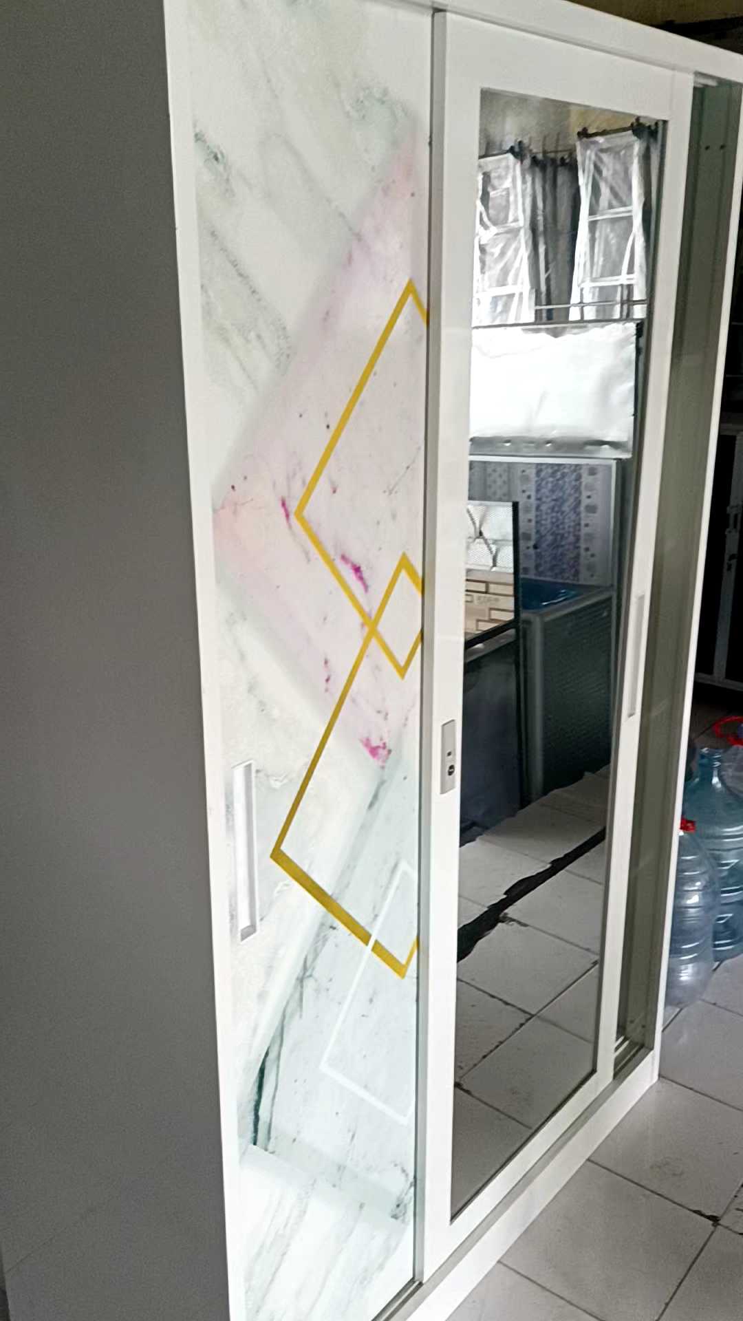 Lemari Pakaian Besi Pintu Geser 120cm Plat Tebal