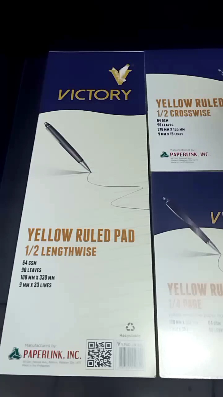 VICTORY YELLOW PAD CUTSIZE WHOLESALE 1/4 1/2 CROSSWISE AND LENGTHWISE 10PADS PER REAM