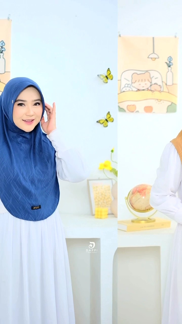 ADELINA Daffi Hijab Terbaru Motif Abstrak Bergo Simple Sport Premium