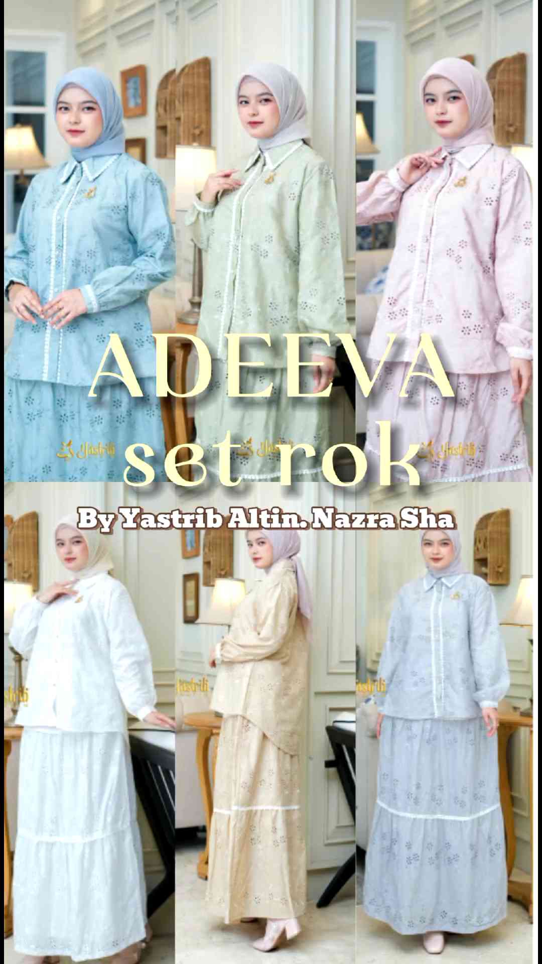 (x8) YASTRIB ADEVA ONESET Baju Atasan Setelan Rok Wanita Muslimah Adeeva Set Rok By Yastrib Altin. Nazra Sha