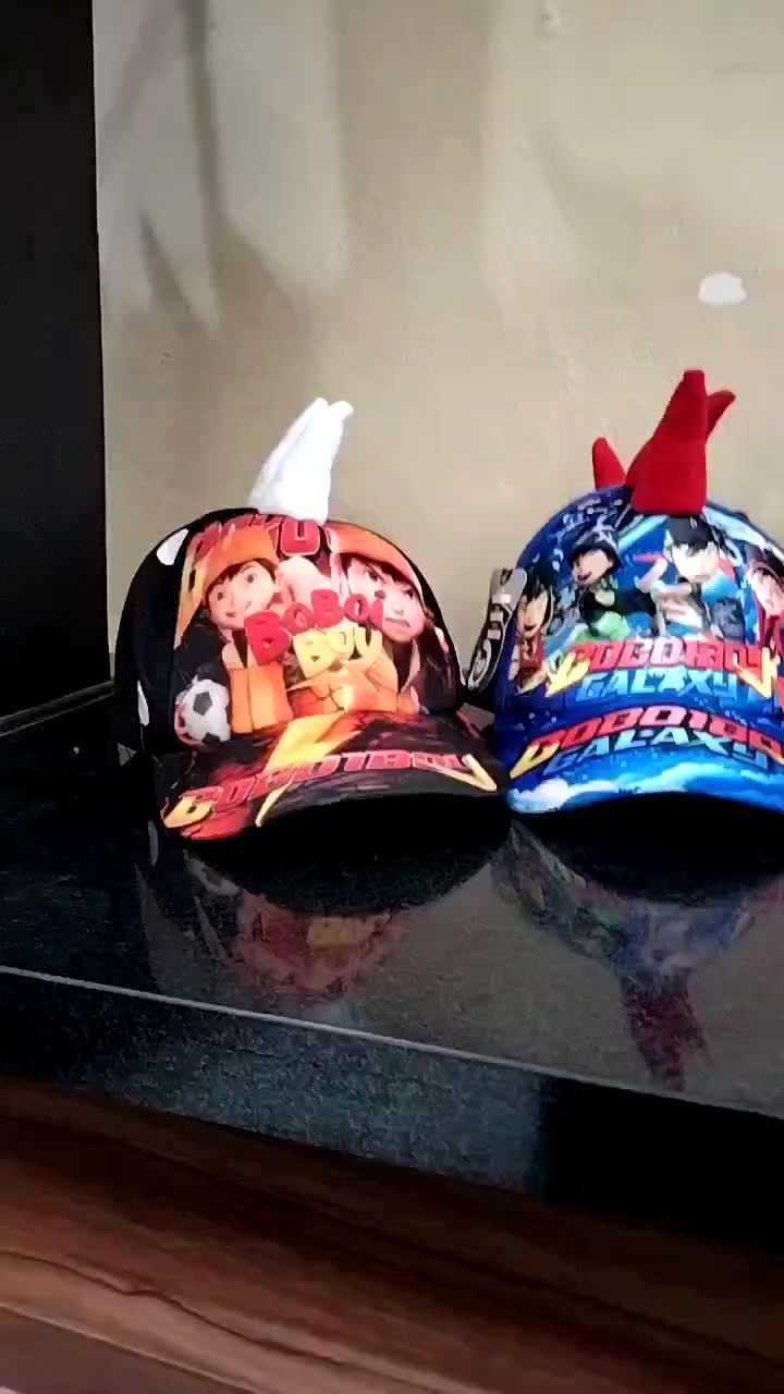 TOPI ANAK KARAKTER BOBOIBOY TANDUK TEBAL FREE NAMA USIA 1-12 TAHUN/PEMESANAN NAMA DI CEHAT AJA