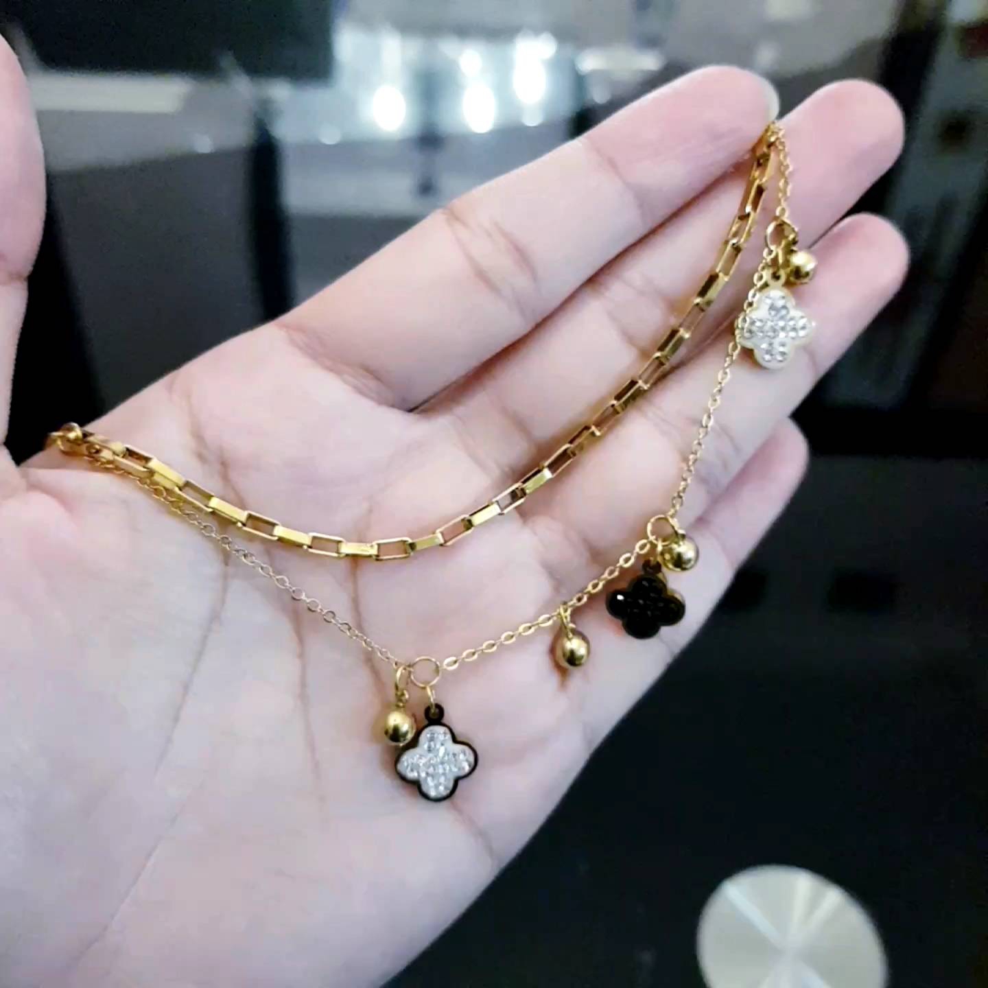 Gelang Titanium Rantai Perhiasan Wanita Anti Karat Xds97
