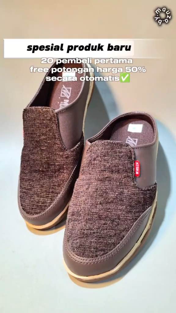 SEPATU SANDAL SELOP PRIA RAJUT KOMBI KULIT SINTETIS SELOP CASUAL MAUZA
